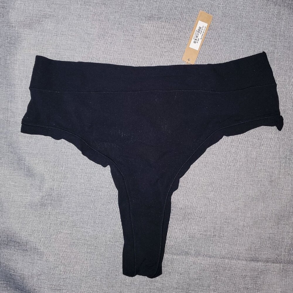 NWT SKIMS 3X Summer Mesh Thong ONYX